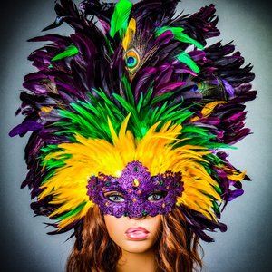 Venetian Carnival Masquerade Top Feather MardiGras